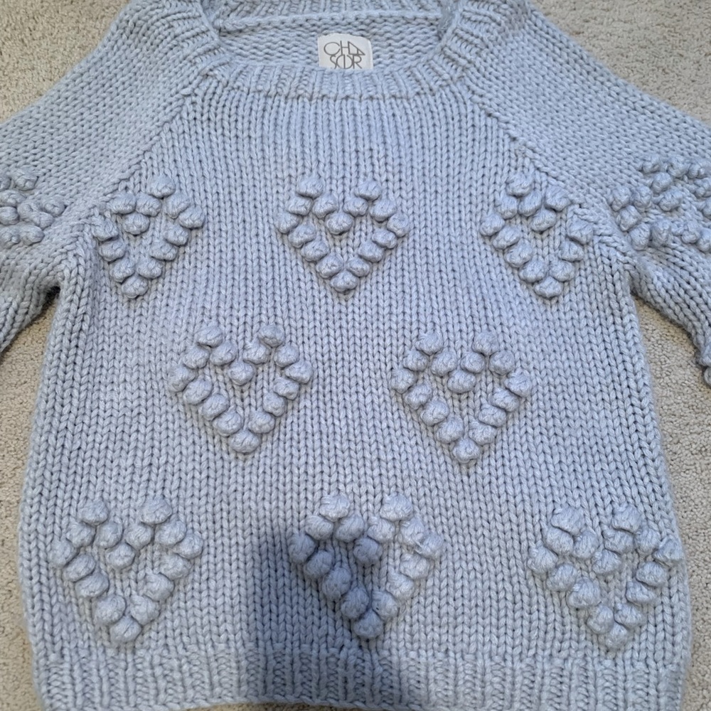 Chaser Periwinkle Blue Heart sweater (medium)